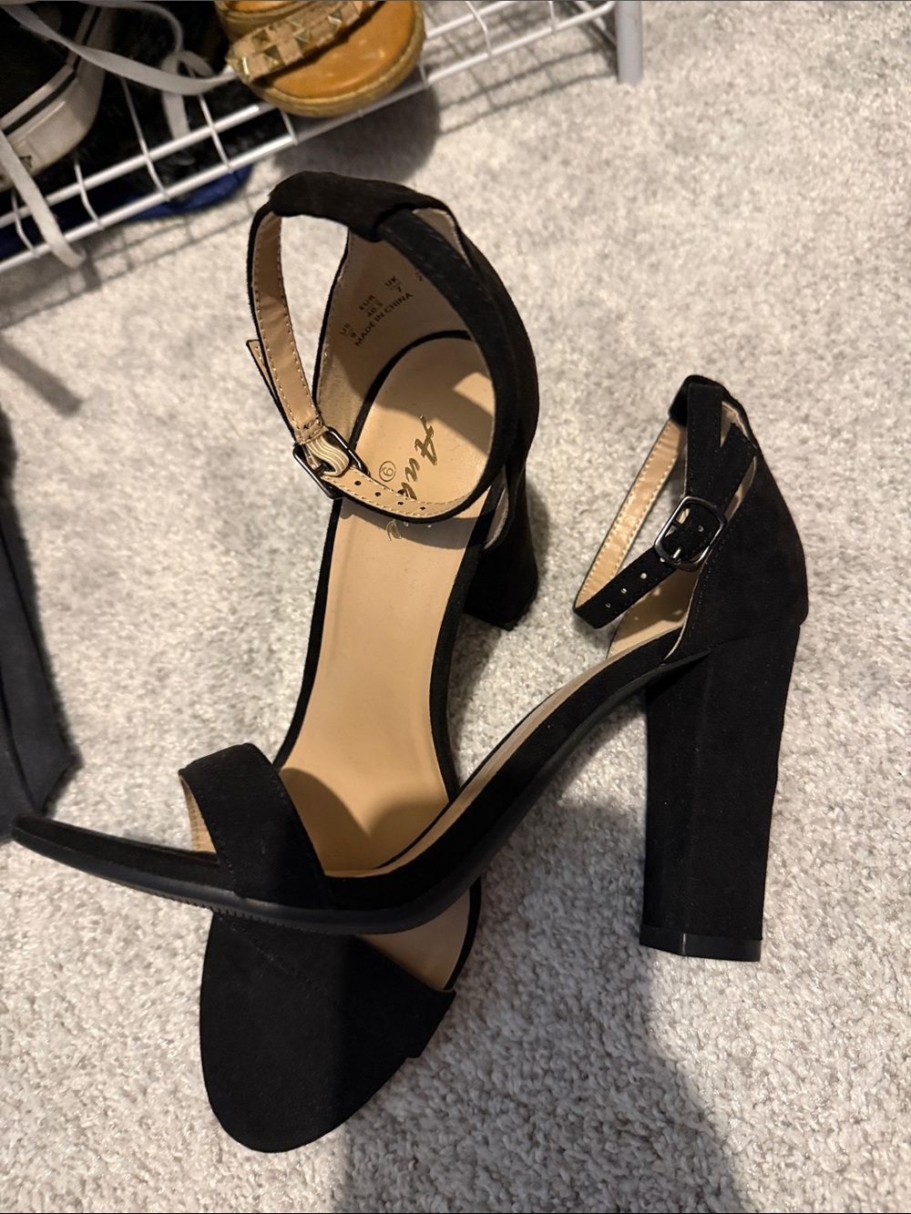 Classic Black Ankle-Strap Block Heels by A New Day